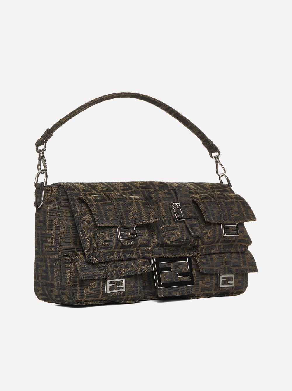 FENDI Borsa Baguette Multipocket Maxi In Tessuto FF