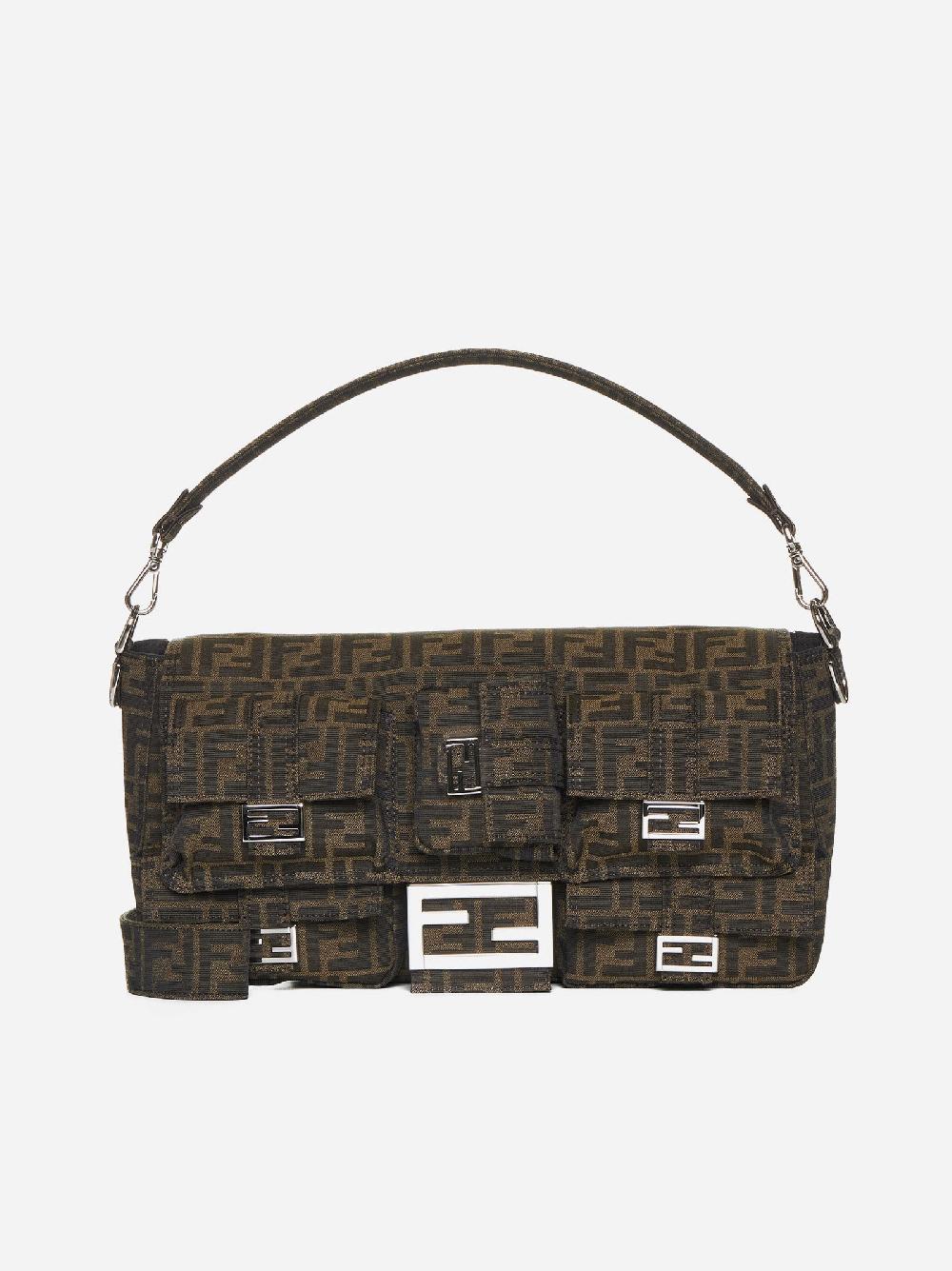 FENDI Borsa Baguette Multipocket Maxi in tessuto FF