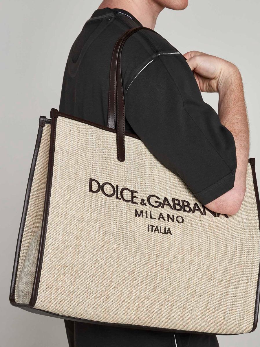 DOLCE & GABBANA Borsa Shopping Grande In Tela Con Logo