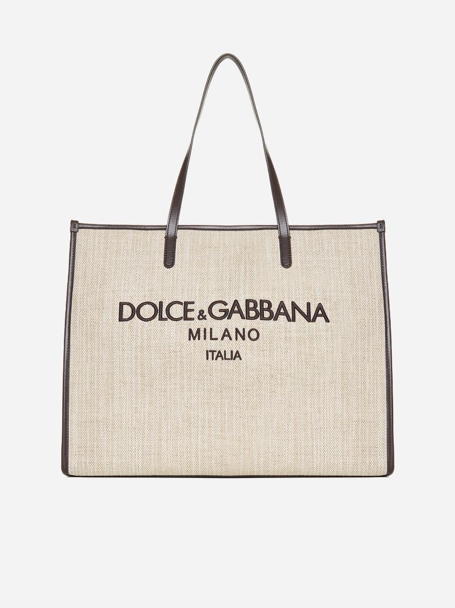 DOLCE & GABBANA Borsa shopping grande in tela con logo