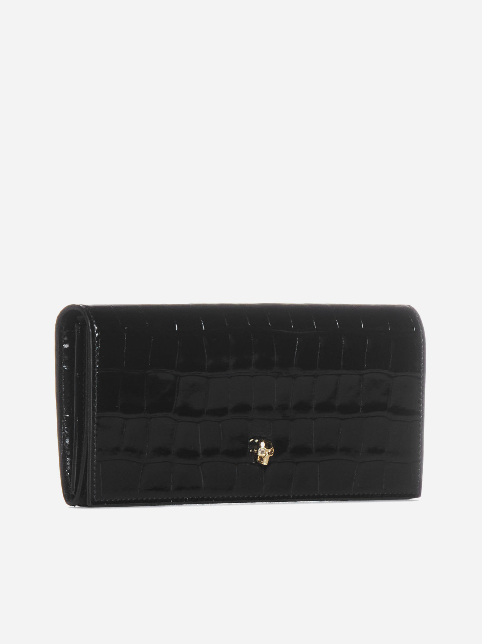 ALEXANDER MCQUEEN Borsa Skull A Portafoglio In Vernice Effetto Coccodrillo