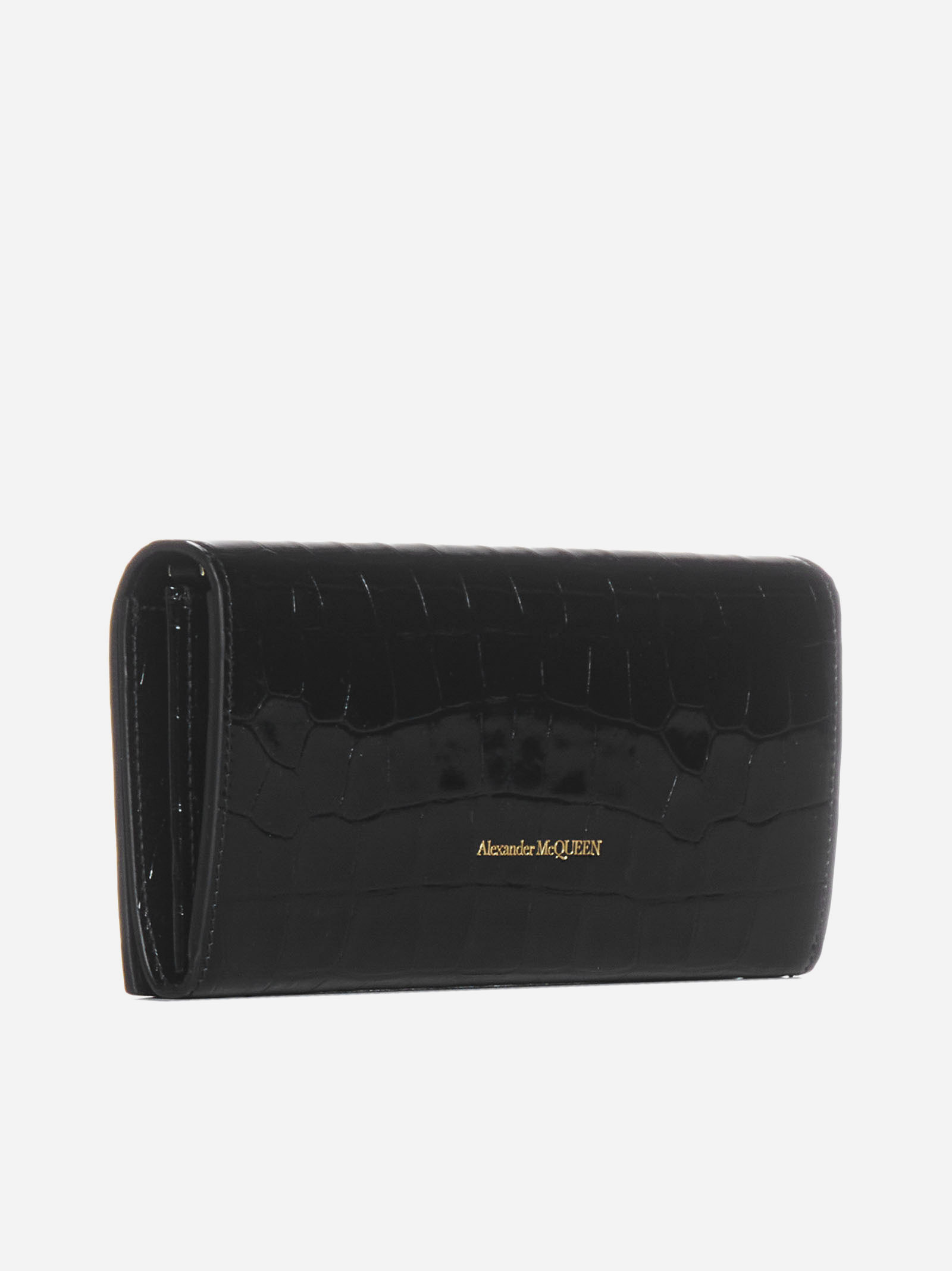 ALEXANDER MCQUEEN Borsa Skull A Portafoglio In Vernice Effetto Coccodrillo