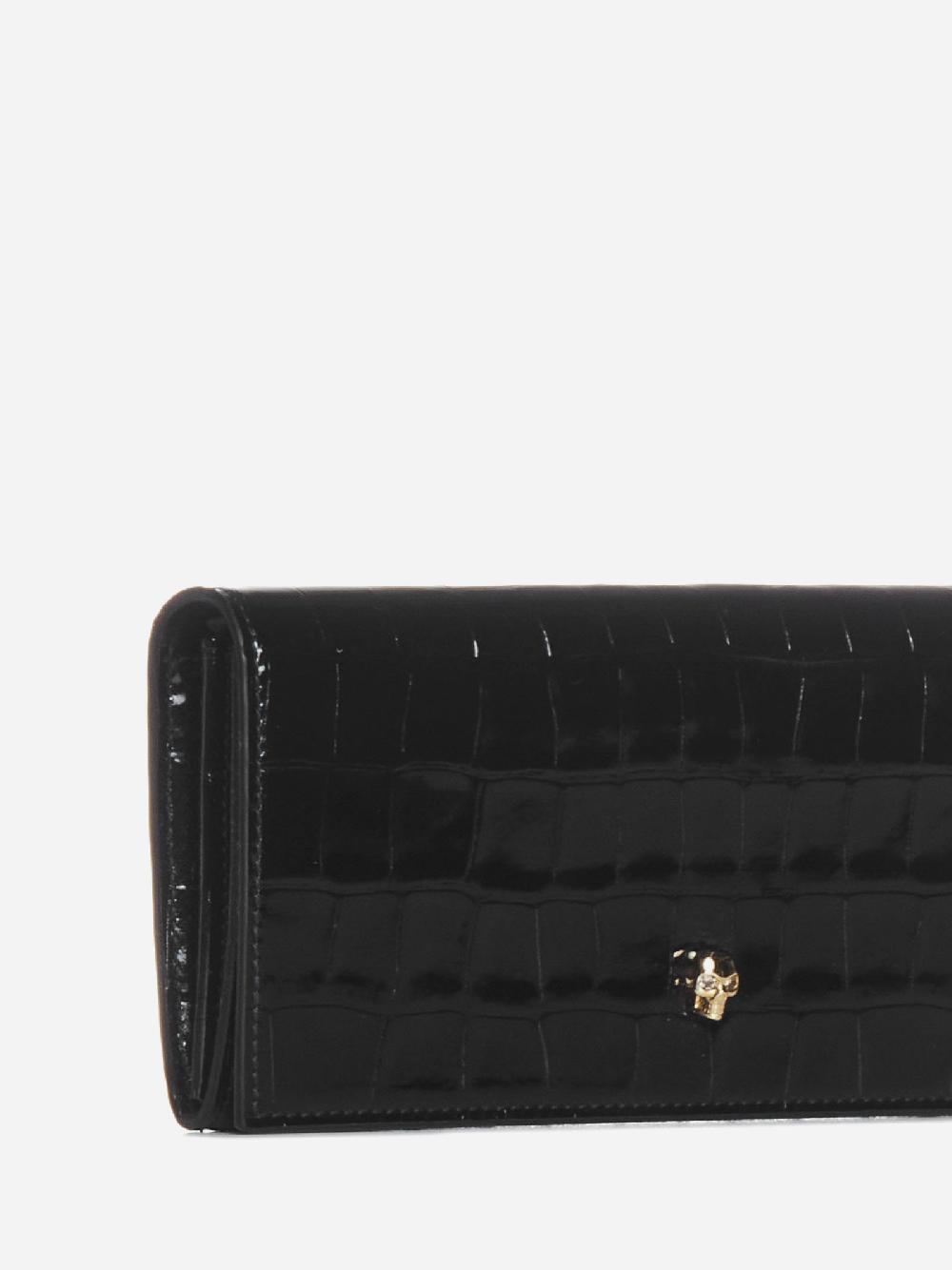 ALEXANDER MCQUEEN Borsa Skull A Portafoglio In Vernice Effetto Coccodrillo