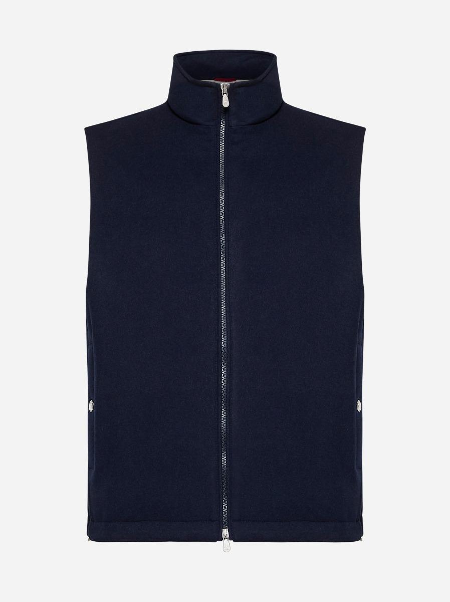 BRUNELLO CUCINELLI Gilet imbottito in flanella blu