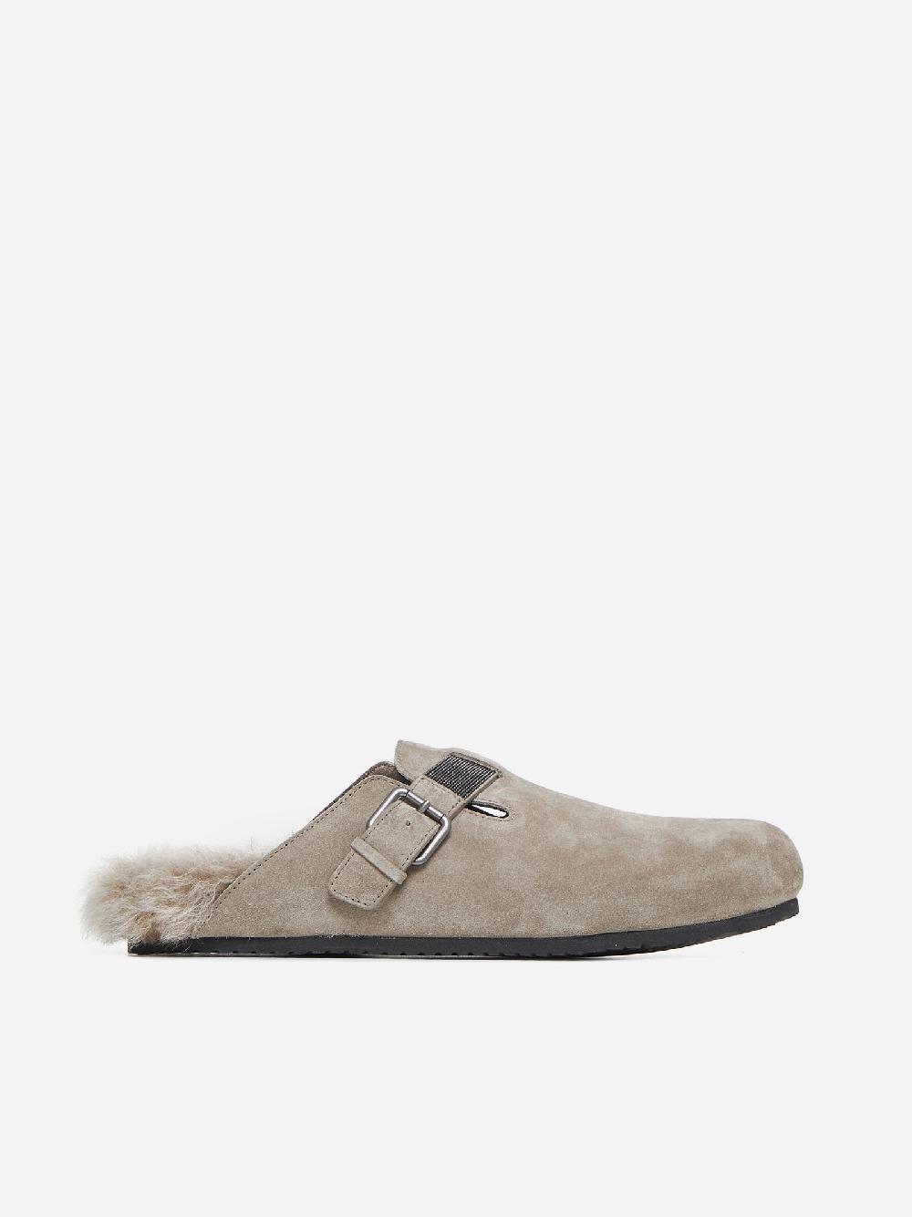 BRUNELLO CUCINELLI Mules in pelle scamosciata