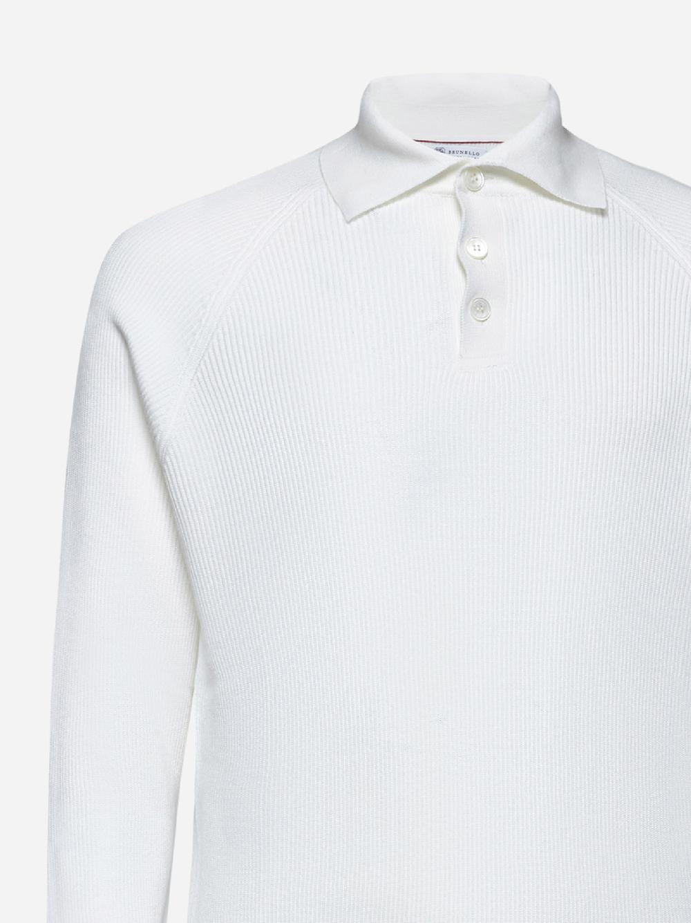 BRUNELLO CUCINELLI Polo In Maglia Di Cotone Bianco