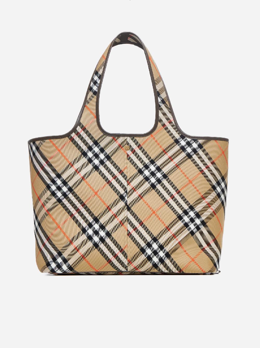BURBERRY Borsa tote media in tela Check