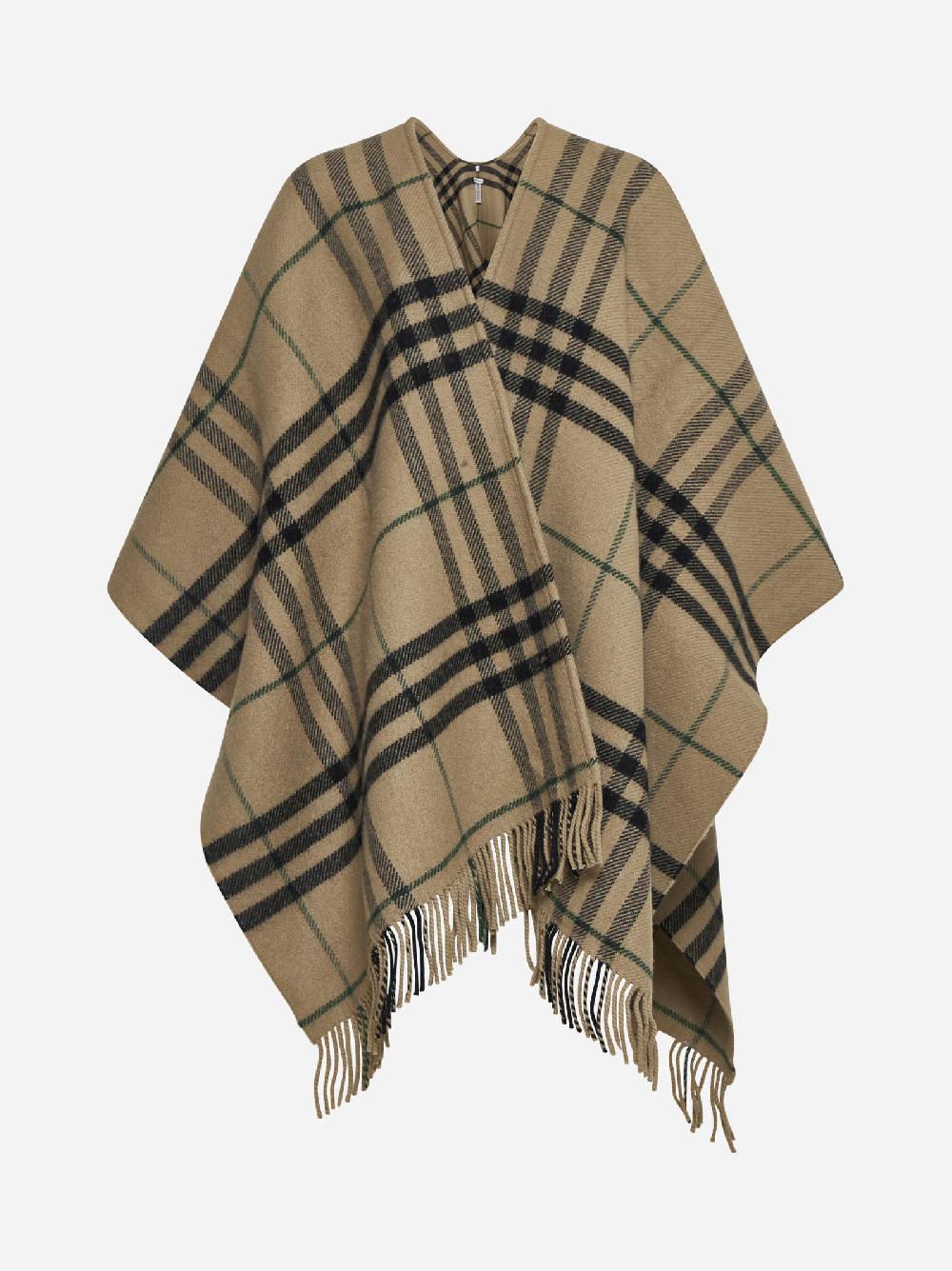 BURBERRY Mantella in lana e cashmere Check beige