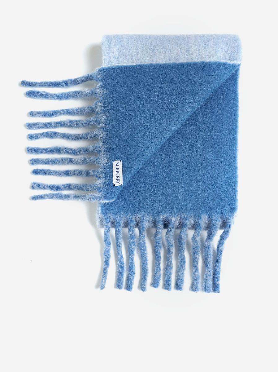 BURBERRY Sciarpa Reversibile Azzurra Con Logo