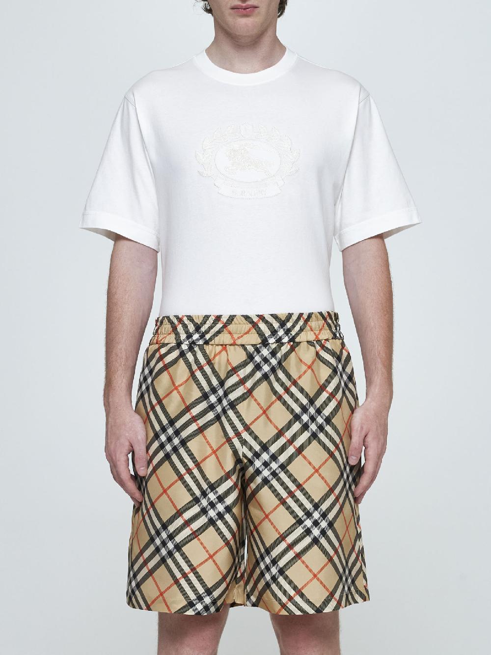 BURBERRY Shorts In Seta A Stampa Check
