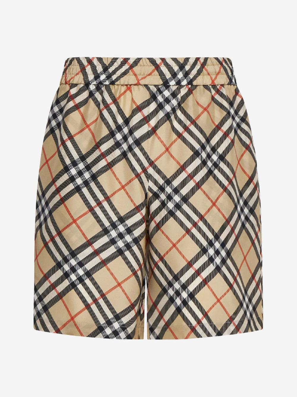 BURBERRY Shorts in seta a stampa check