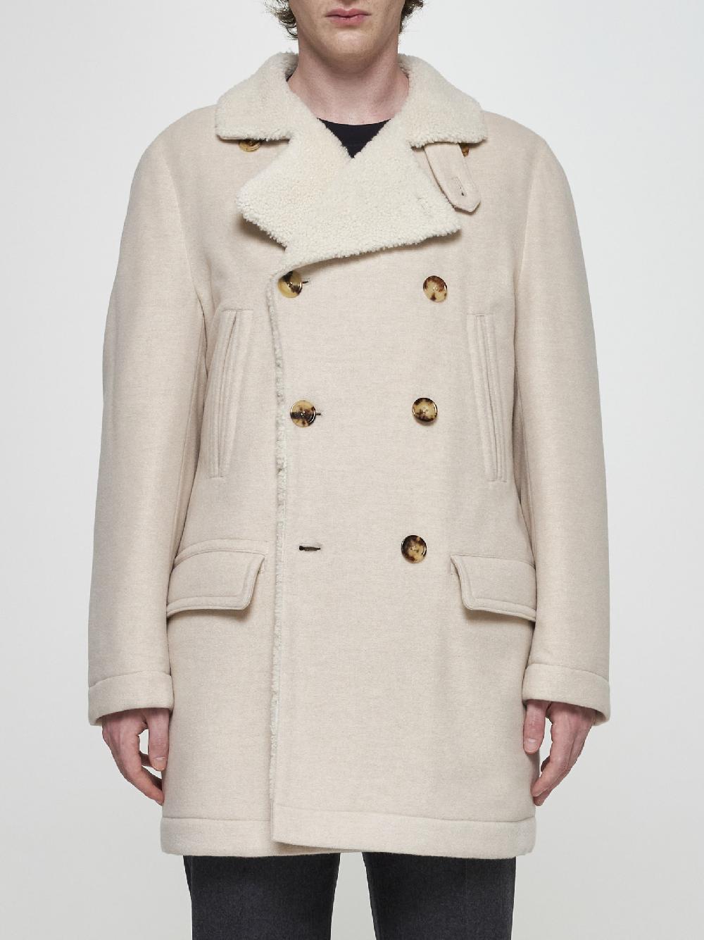 BRUNELLO CUCINELLI Caban In Cashmere Avorio Con Fodera In Shearling