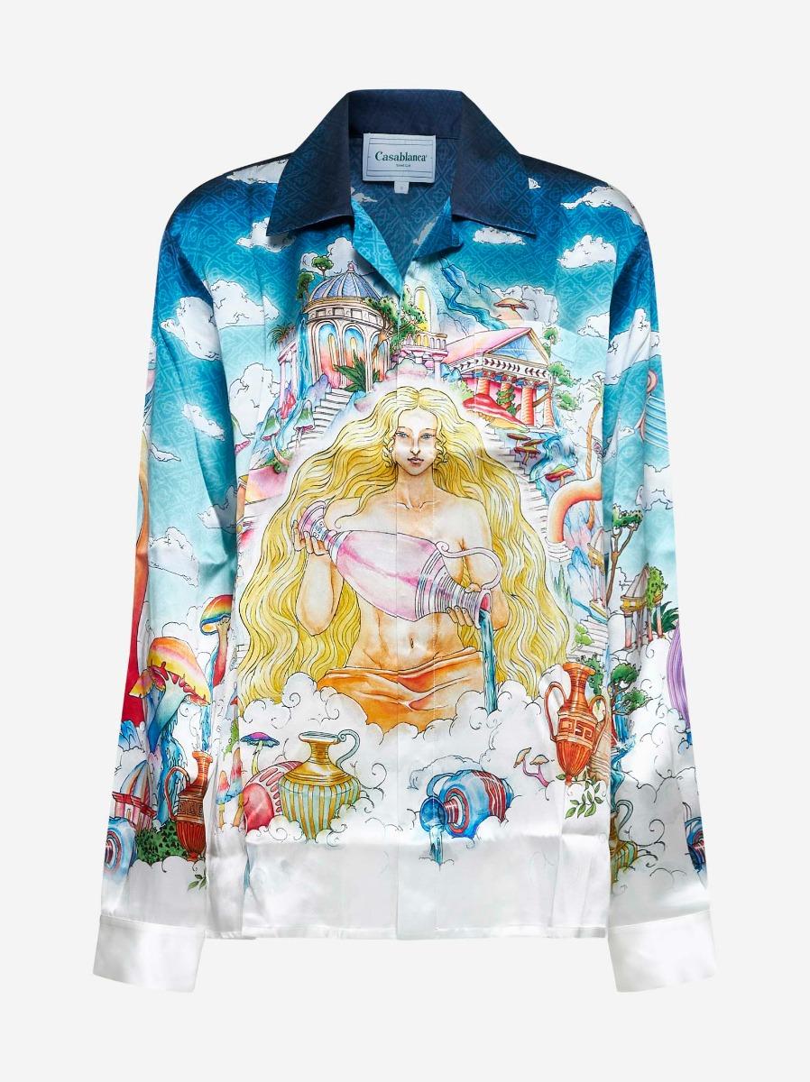 CASABLANCA Camicia The Road To Knowledge in twill di seta