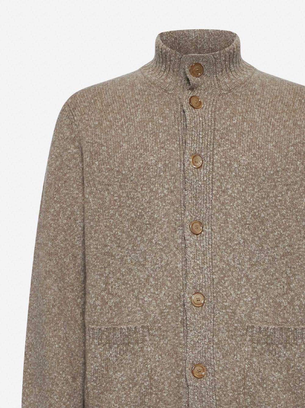 BRUNELLO CUCINELLI Cardigan In Maglia Mélange Di Lana E Cashmere Beige