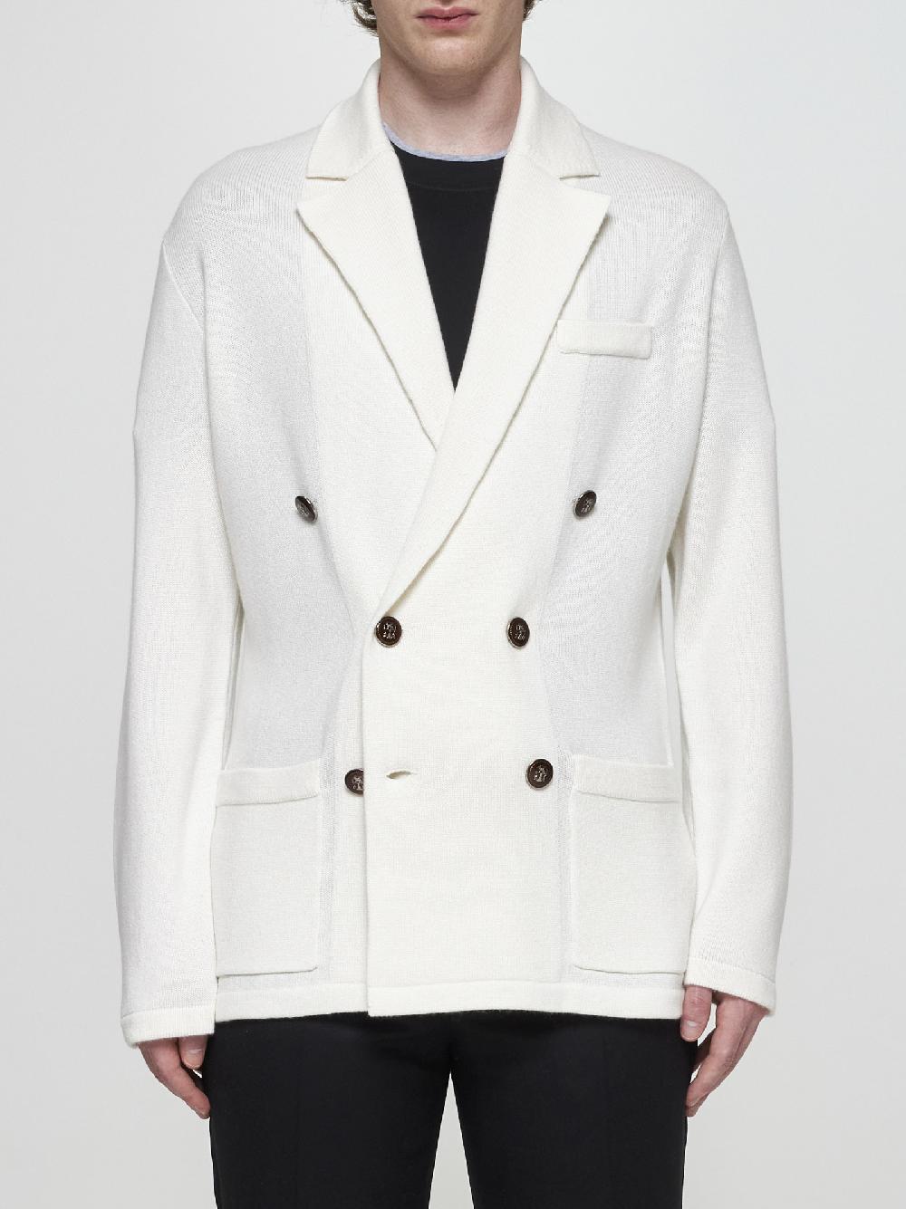 BRUNELLO CUCINELLI Cardigan Stile Giacca In Cashmere Bianco