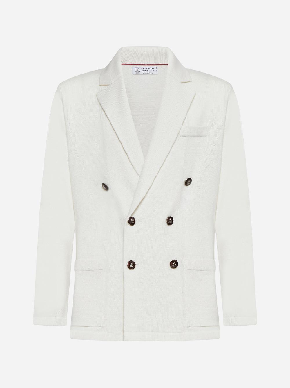BRUNELLO CUCINELLI Cardigan stile giacca in cashmere bianco