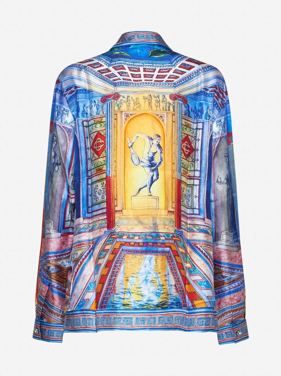 CASABLANCA Camicia Le Temple In Twill Di Seta Blu