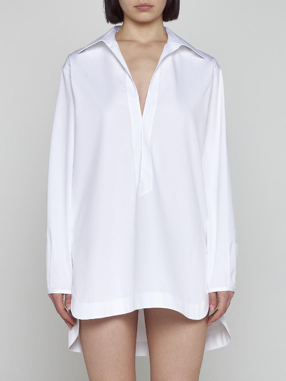 ALAÏA Chemisier A Tunica In Popeline Di Cotone Bianco