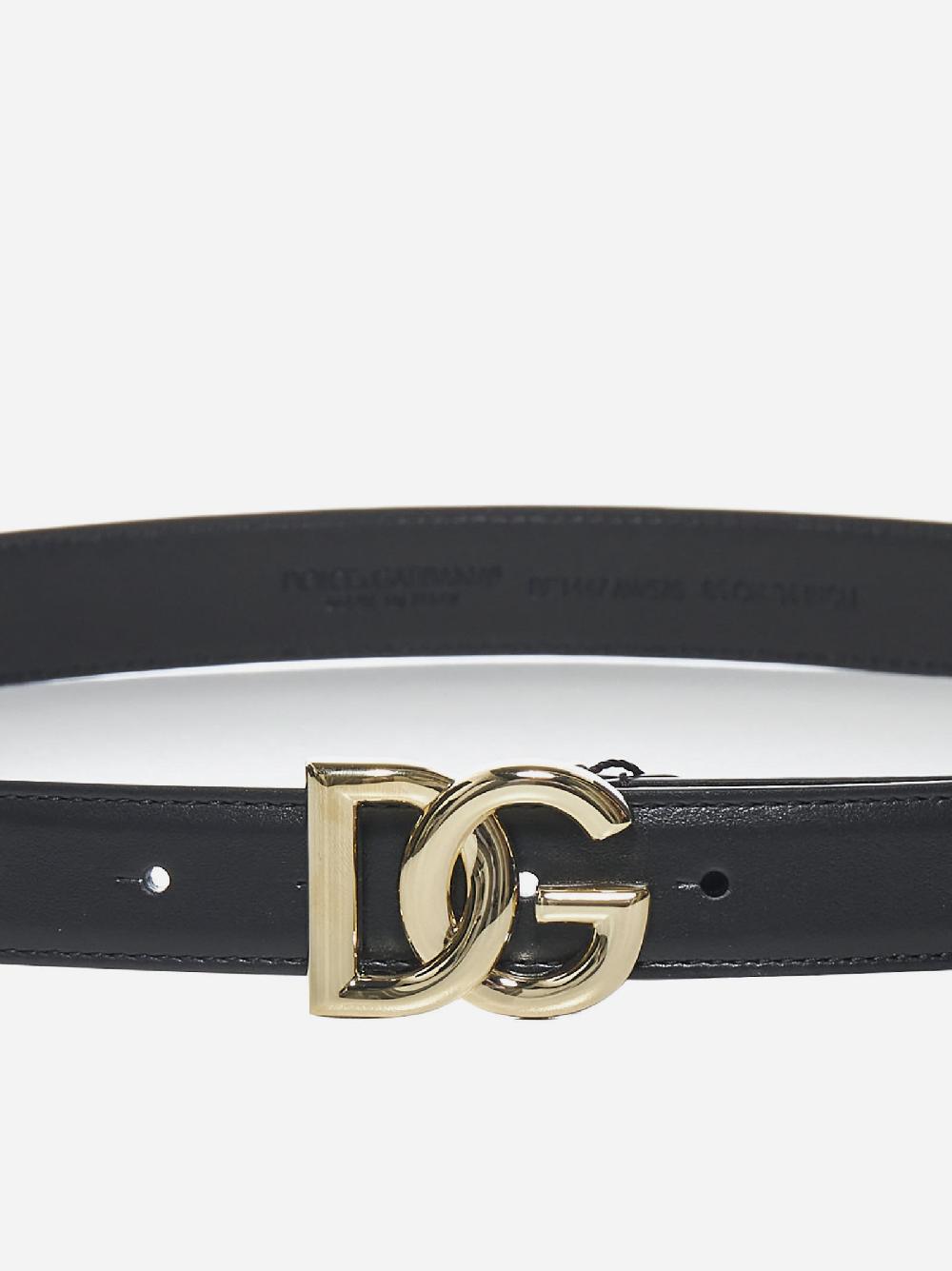 DOLCE & GABBANA Cintura Sottile In Pelle Con Fibbia DG