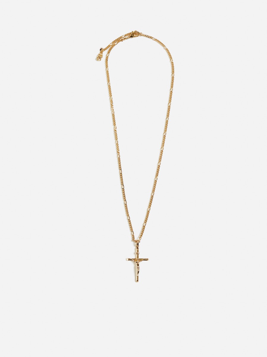 DOLCE & GABBANA Collana in ottone dorato con ciondolo croce
