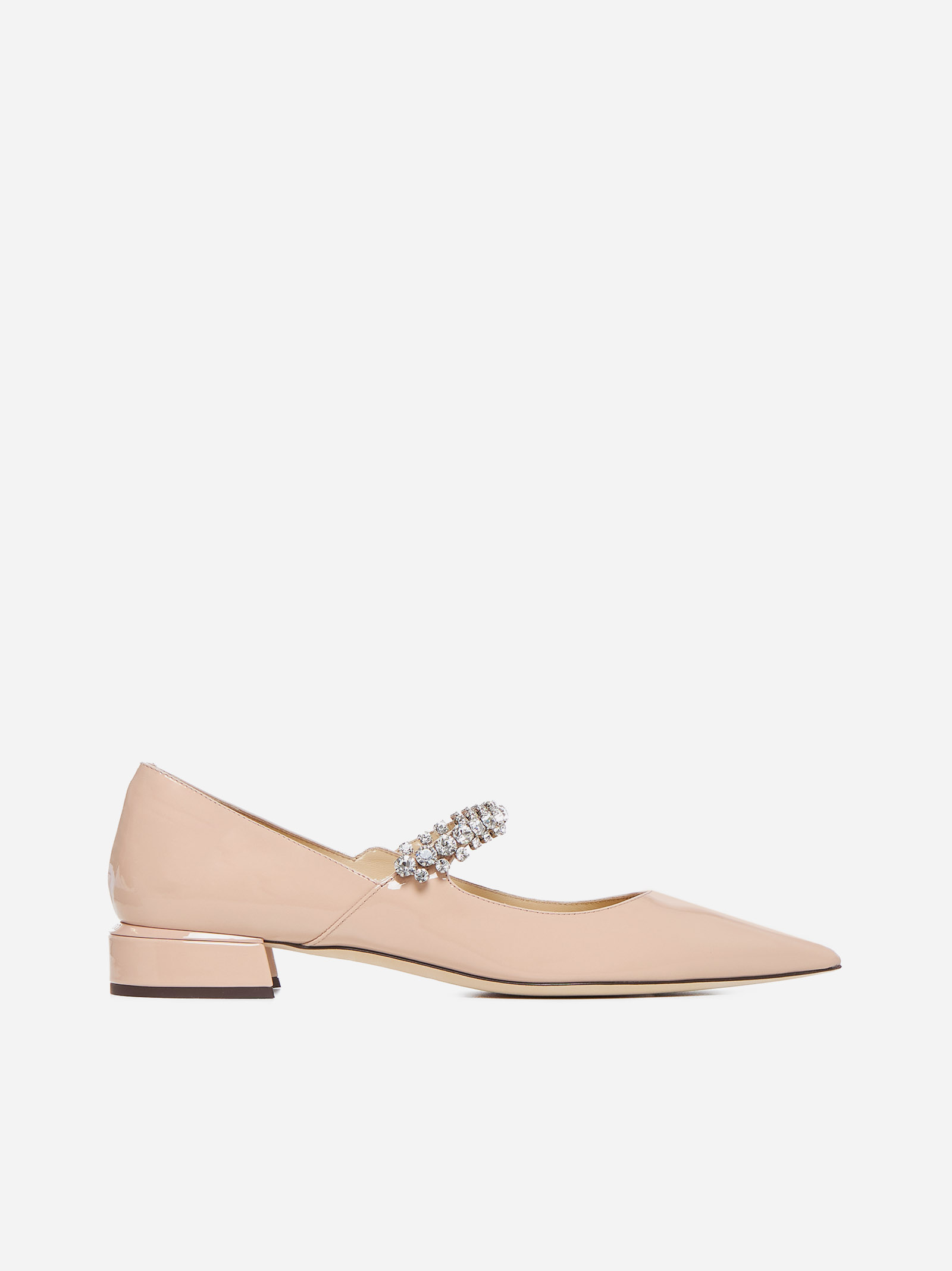 JIMMY CHOO Decollete’ flat Bing in vernice con cristalli