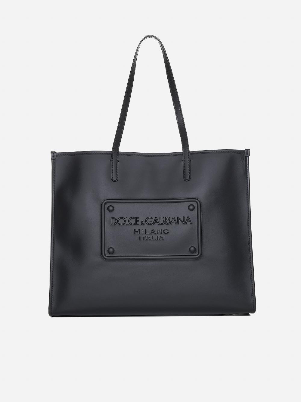 DOLCE & GABBANA Borsa tote grande in pelle con logo
