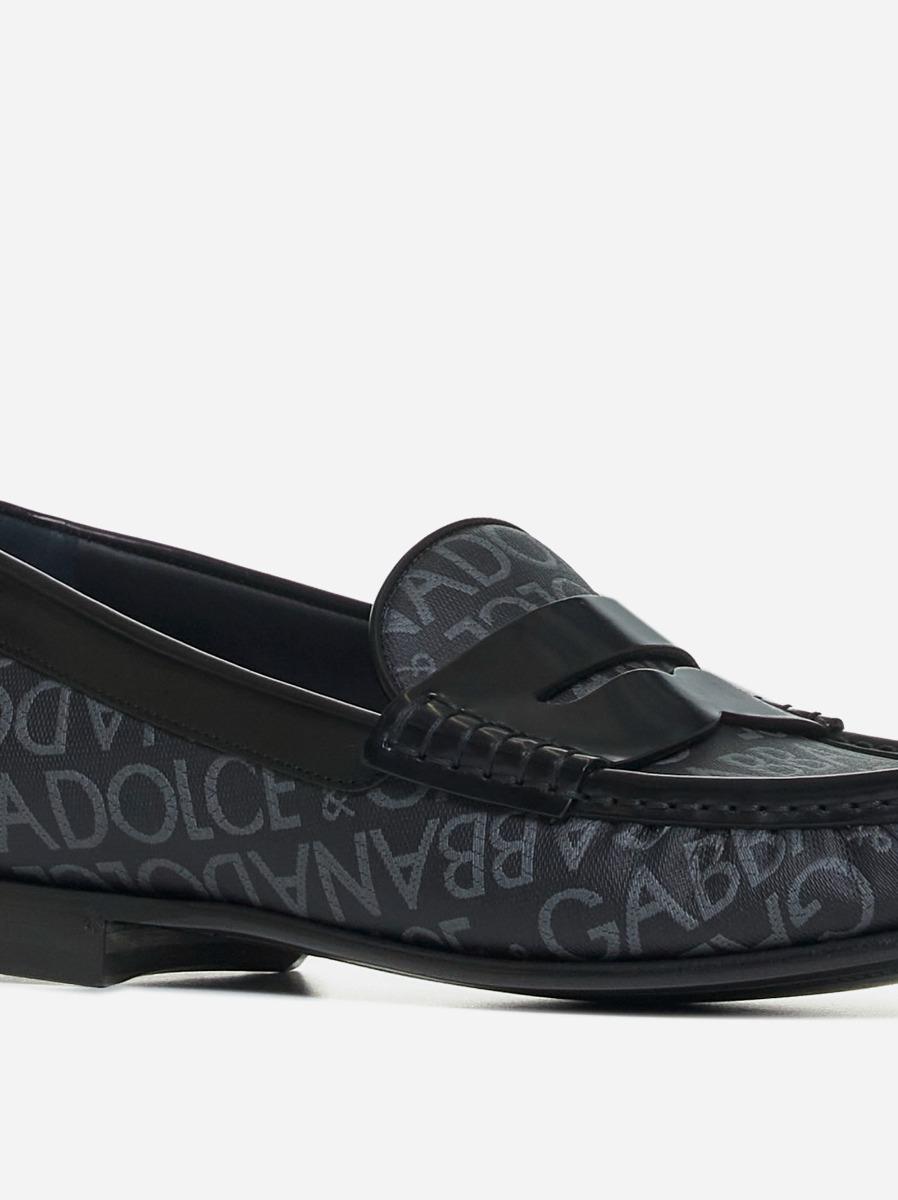 DOLCE & GABBANA Mocassini In Tessuto A Logo All-over
