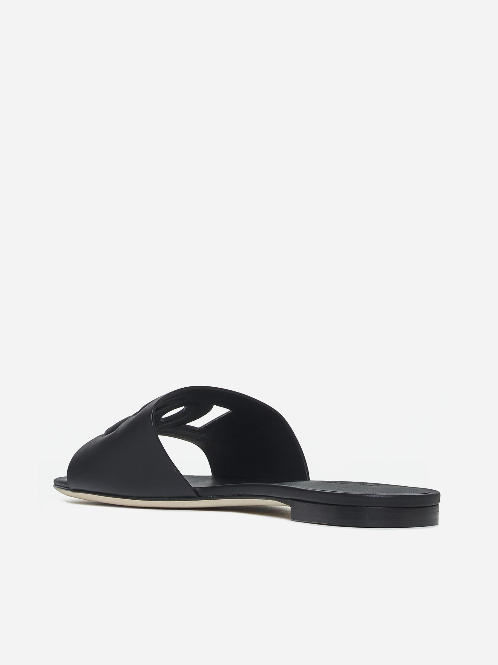 DOLCE & GABBANA Sandali Flat In Pelle Con Logo DG