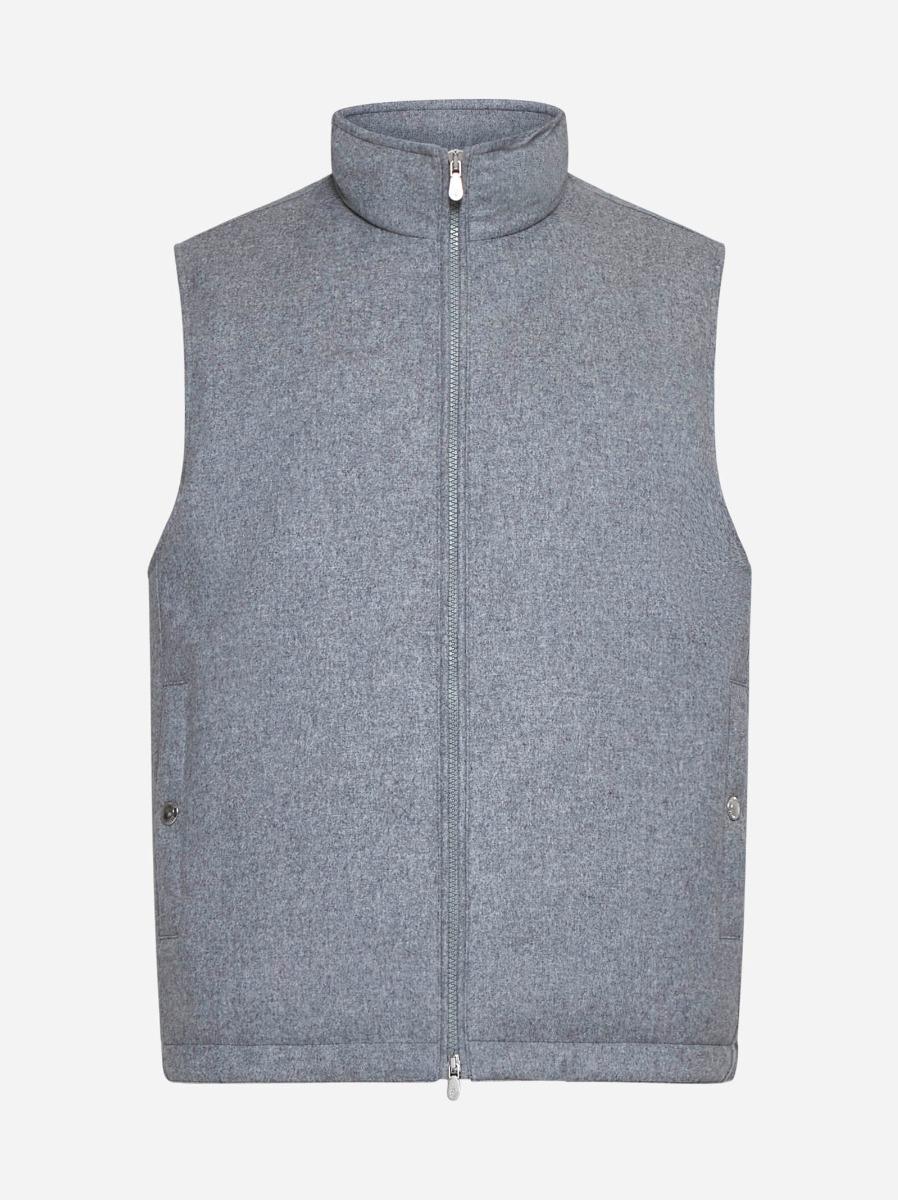 BRUNELLO CUCINELLI Gilet imbottito in flanella grigia
