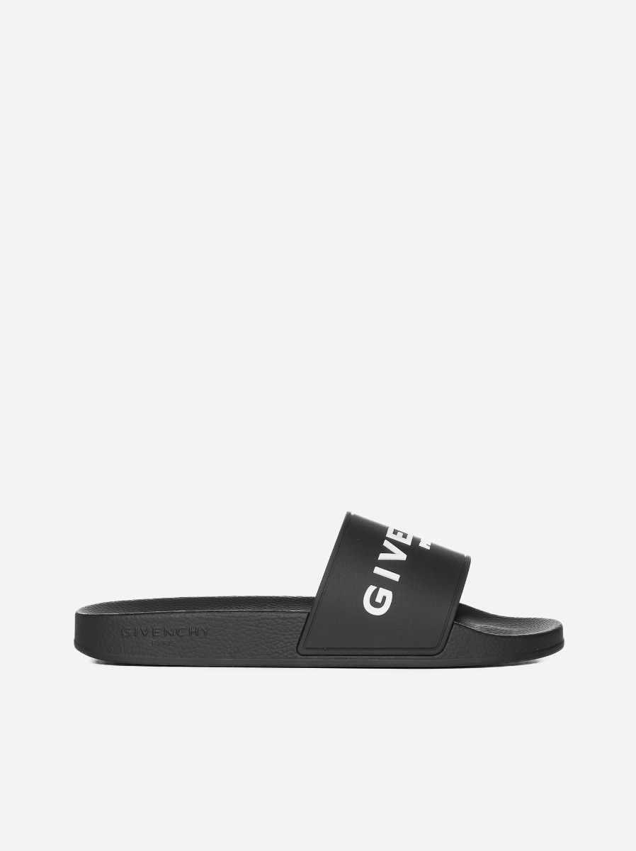 GIVENCHY Slides flat in gomma con logo