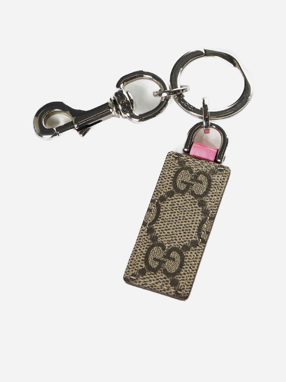 GUCCI Portachiavi In Tessuto GG E Pelle