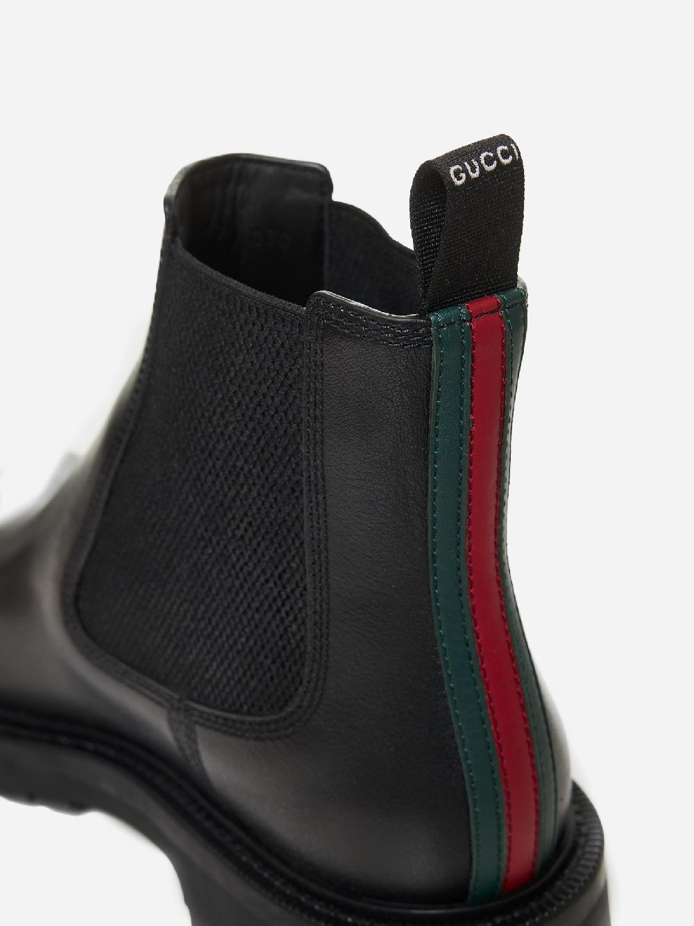 GUCCI Stivaletti Chelsea In Pelle Con Web