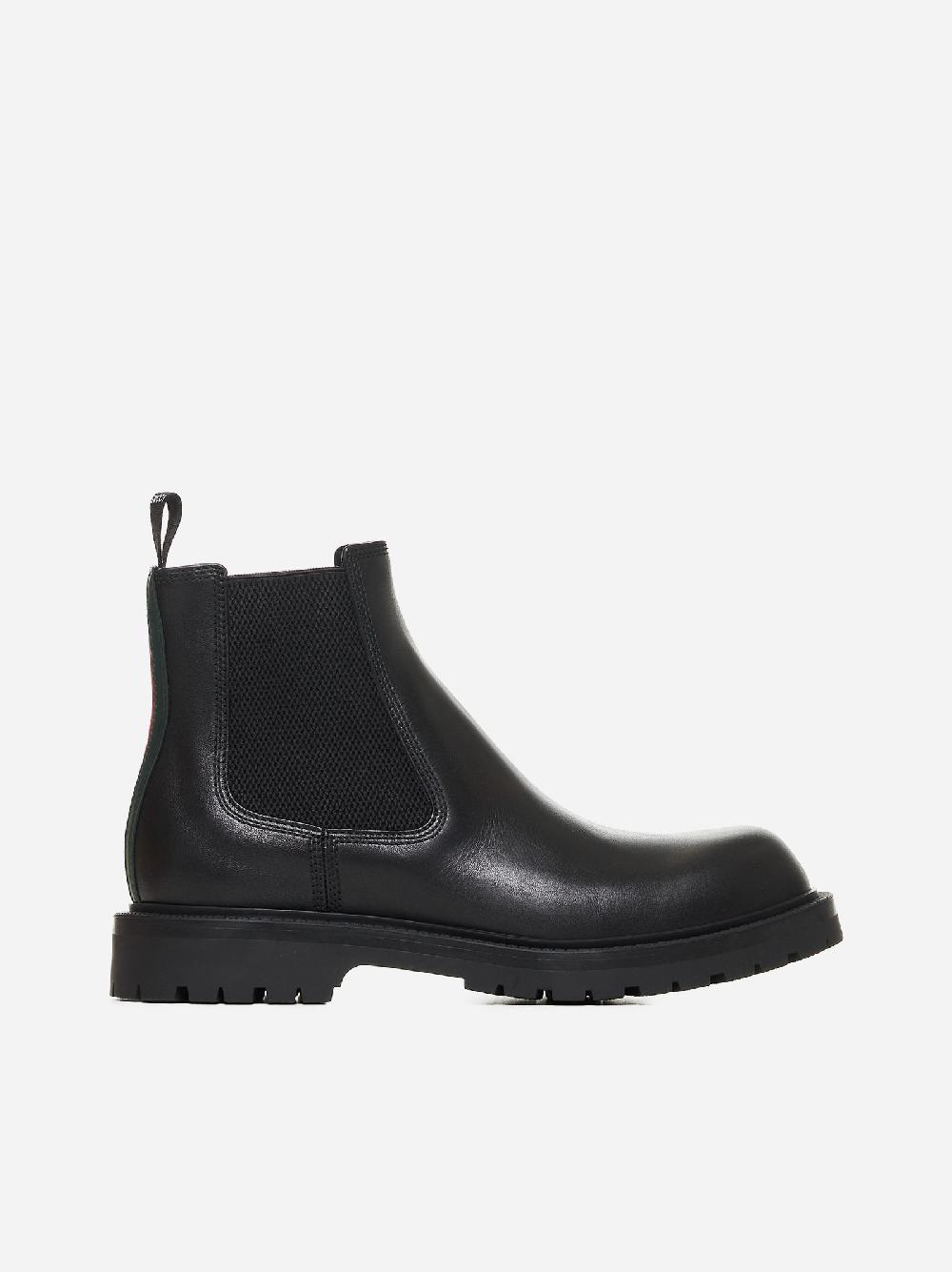 GUCCI Stivaletti Chelsea in pelle con Web