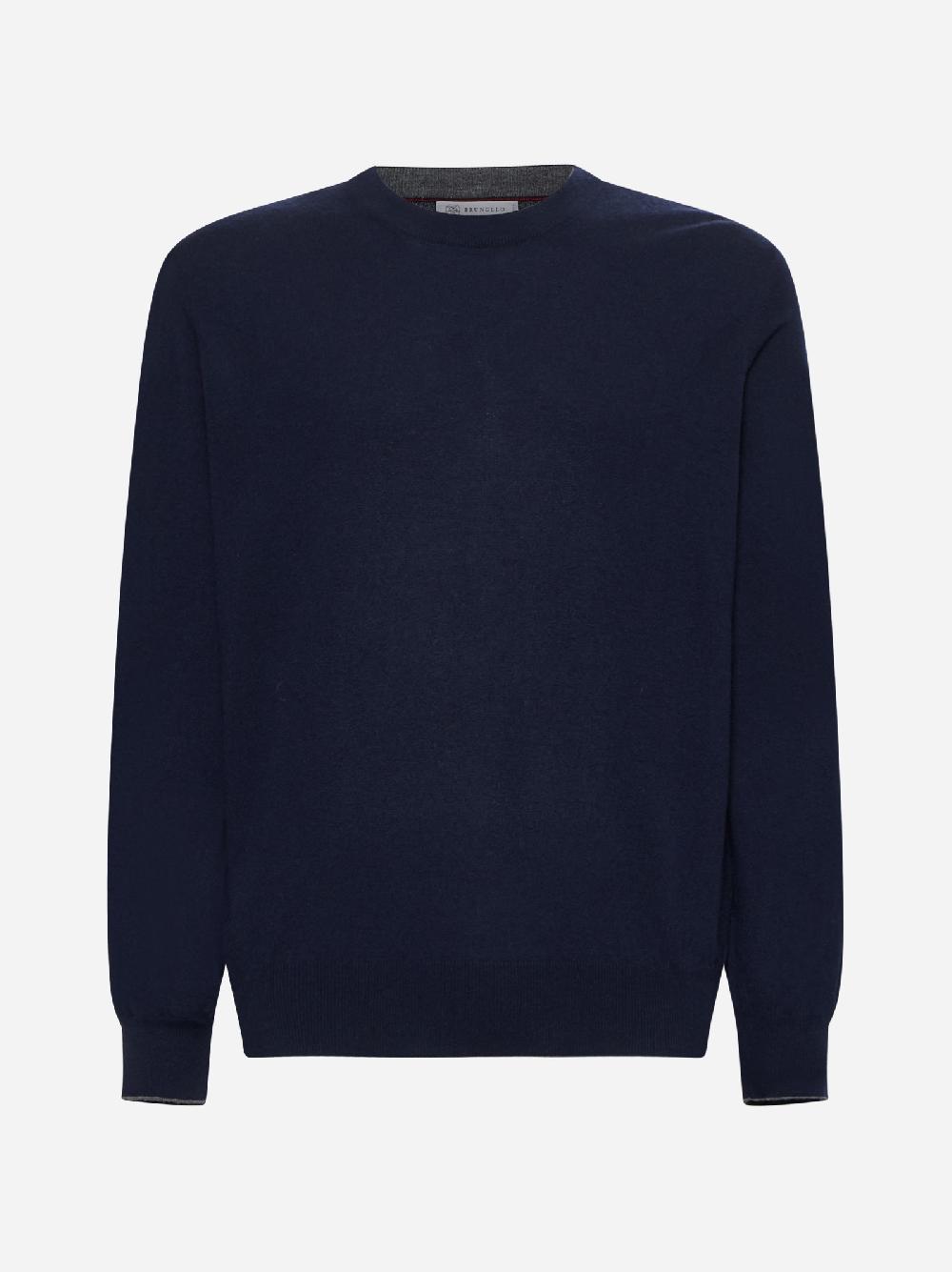 BRUNELLO CUCINELLI Maglia girocollo in cashmere blu