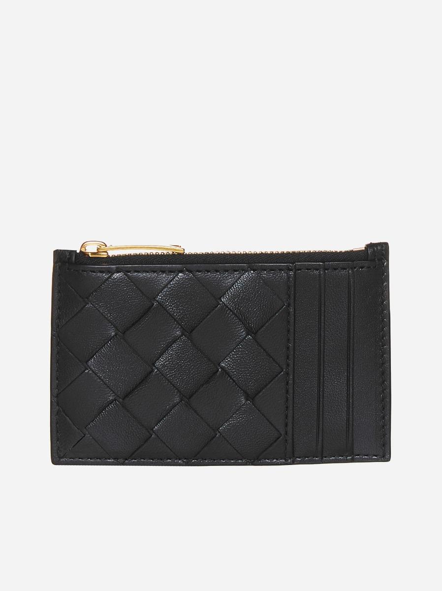 BOTTEGA VENETA Portacarte con zip in pelle Intrecciato