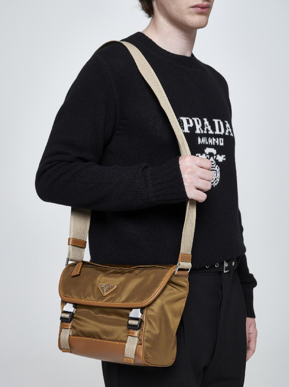 PRADA Borsa A Tracolla In Re-Nylon E Pelle