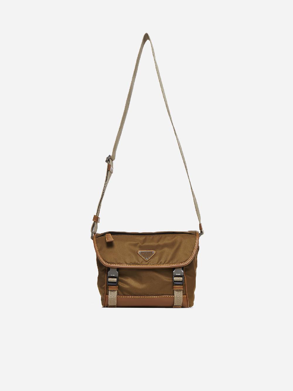 PRADA Borsa a tracolla in Re-Nylon e pelle