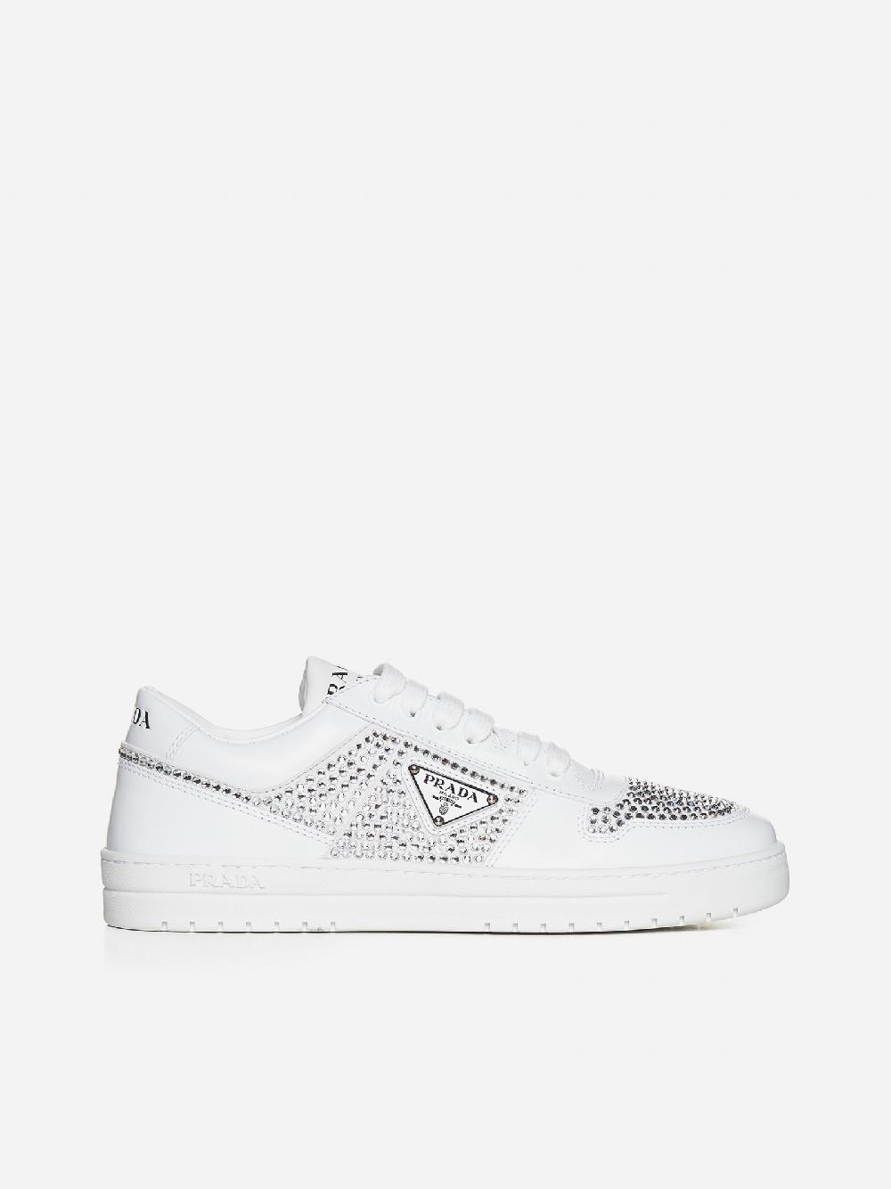 PRADA Sneakers Downtown in pelle con strass