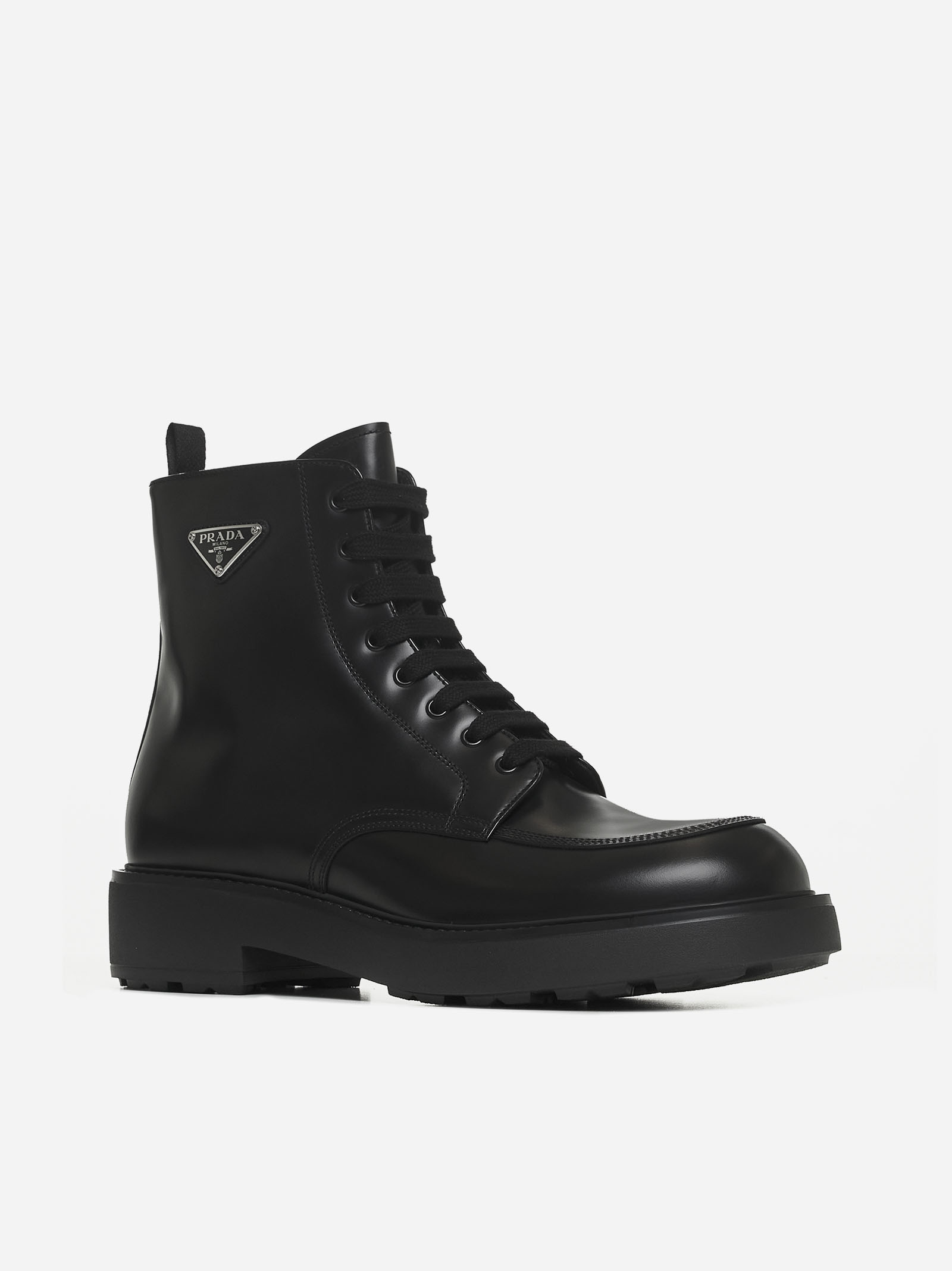 PRADA Stivaletti In Pelle Con Placca-logo