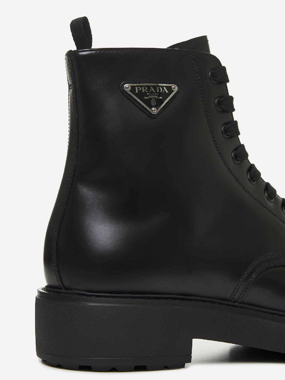 PRADA Stivaletti In Pelle Con Placca-logo