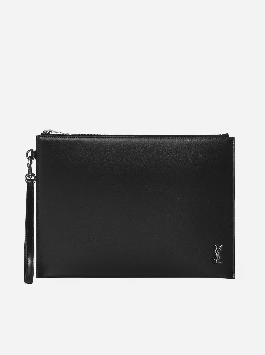 SAINT LAURENT Custodia per iPad in pelle