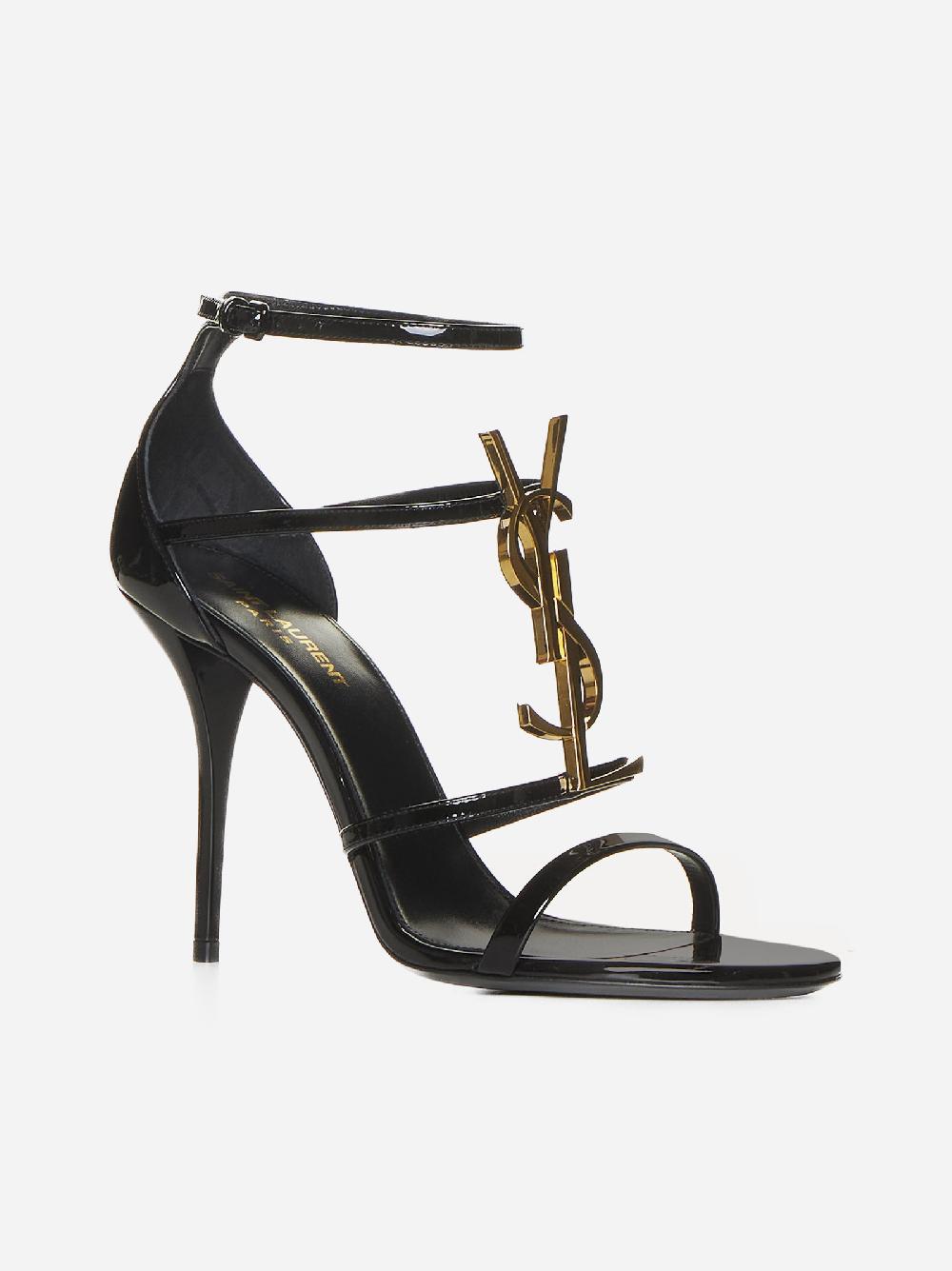 SAINT LAURENT Sandali Cassandra In Vernice Con Logo YSL