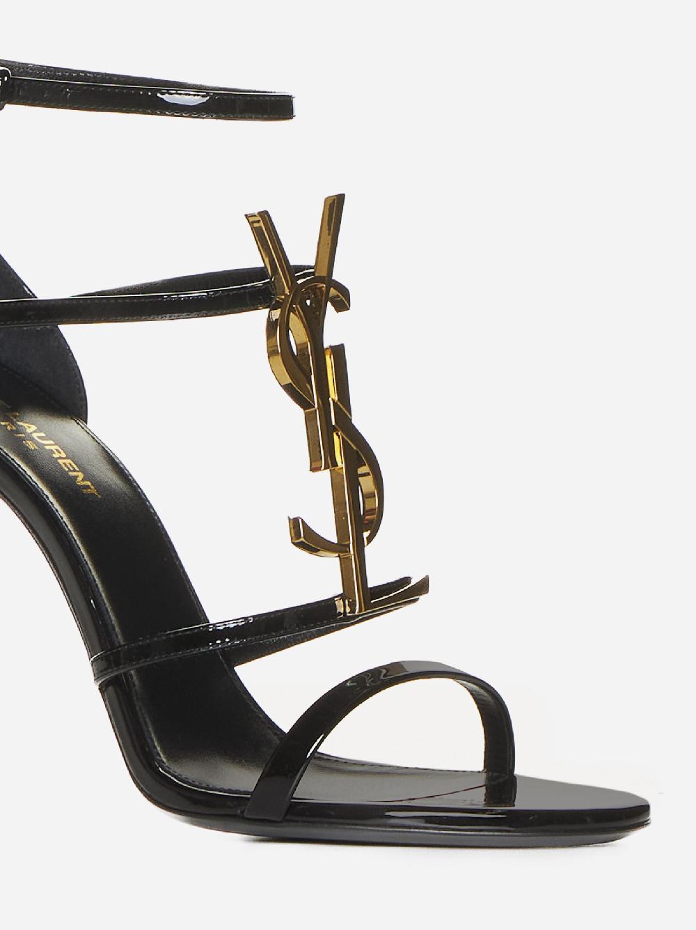 SAINT LAURENT Sandali Cassandra In Vernice Con Logo YSL