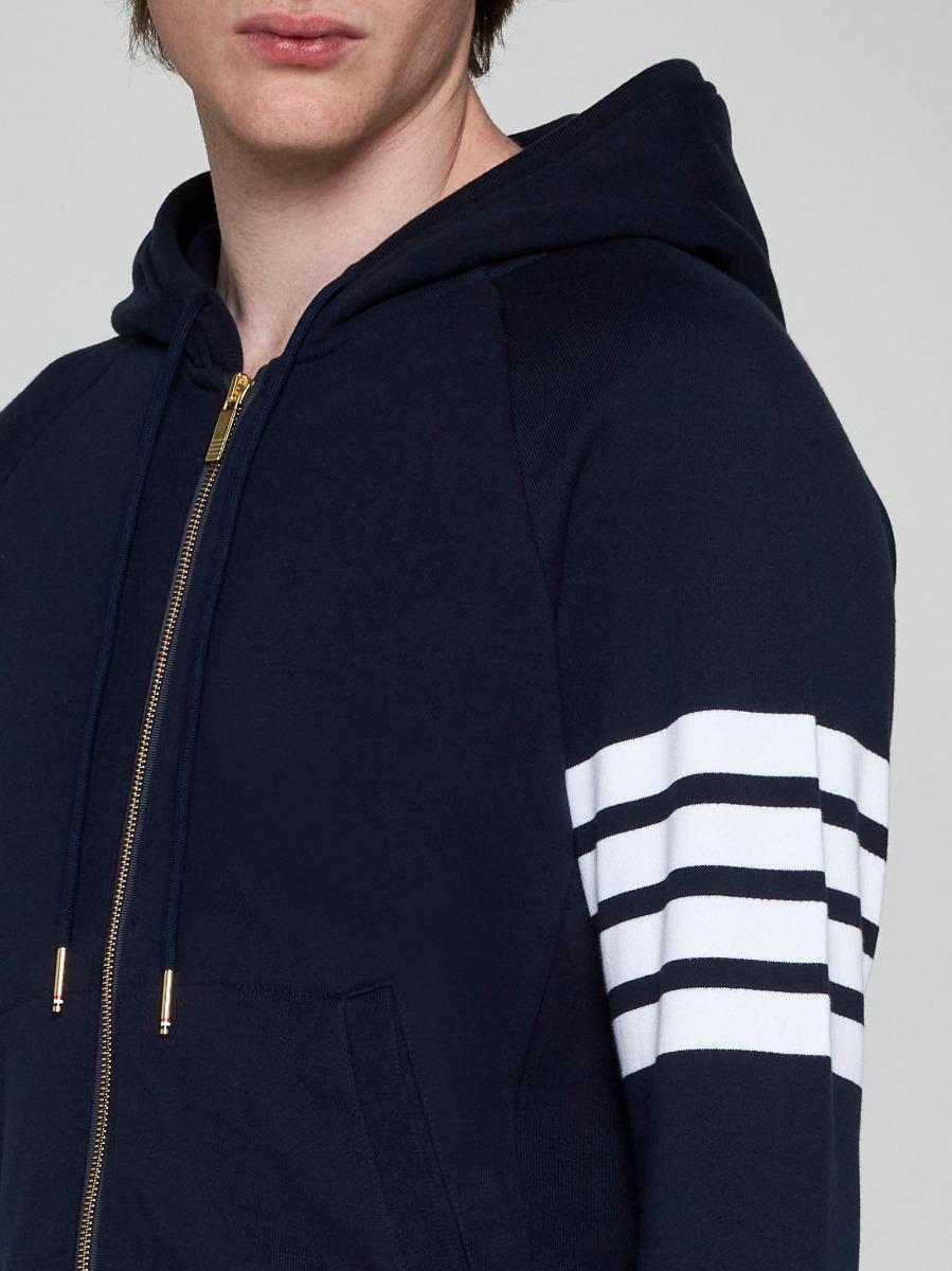 THOM BROWNE Felpa In Cotone Con Zip E 4-Bar