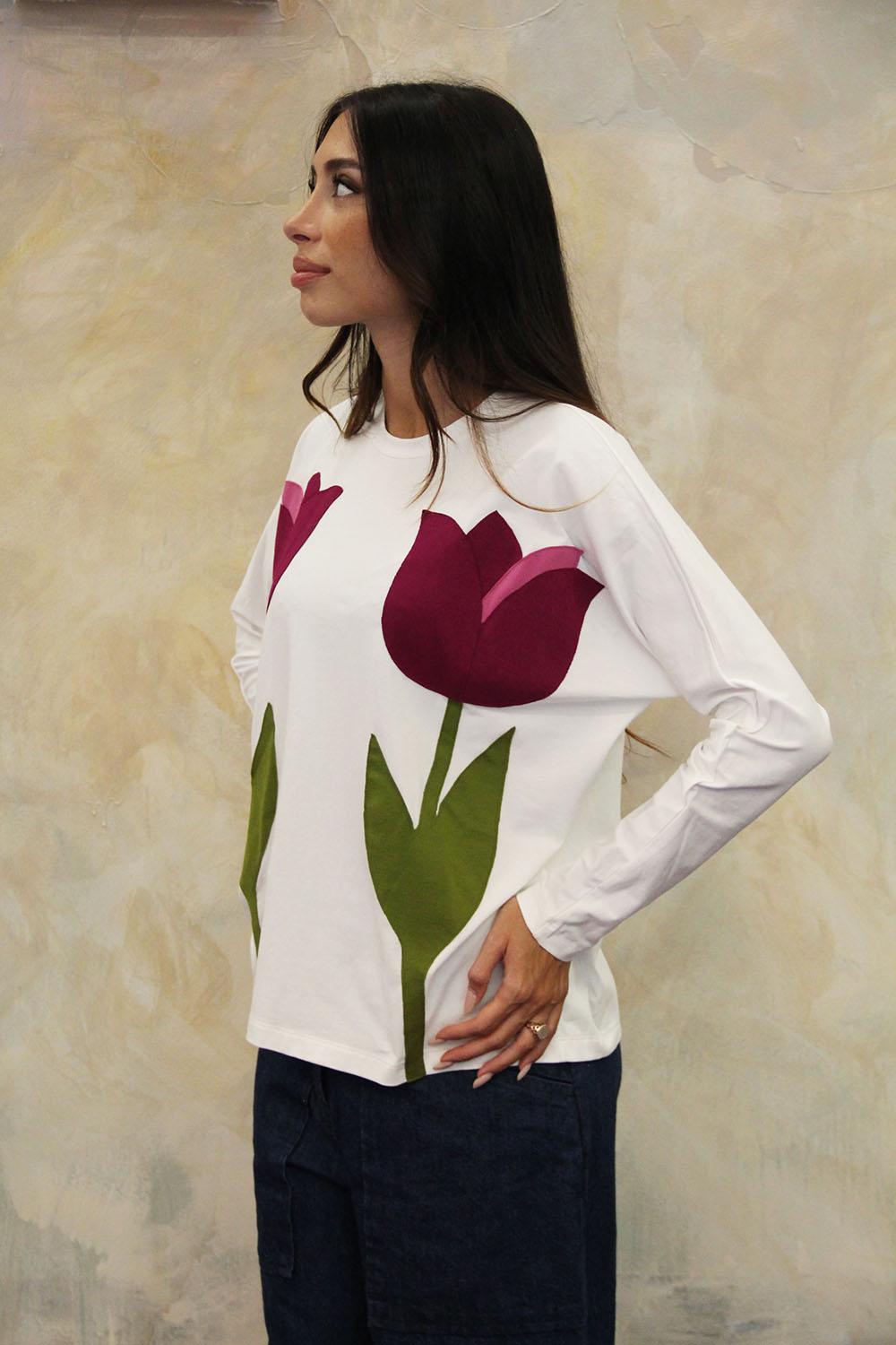 ROSÈ A POIS Abba T-shirt Bianco