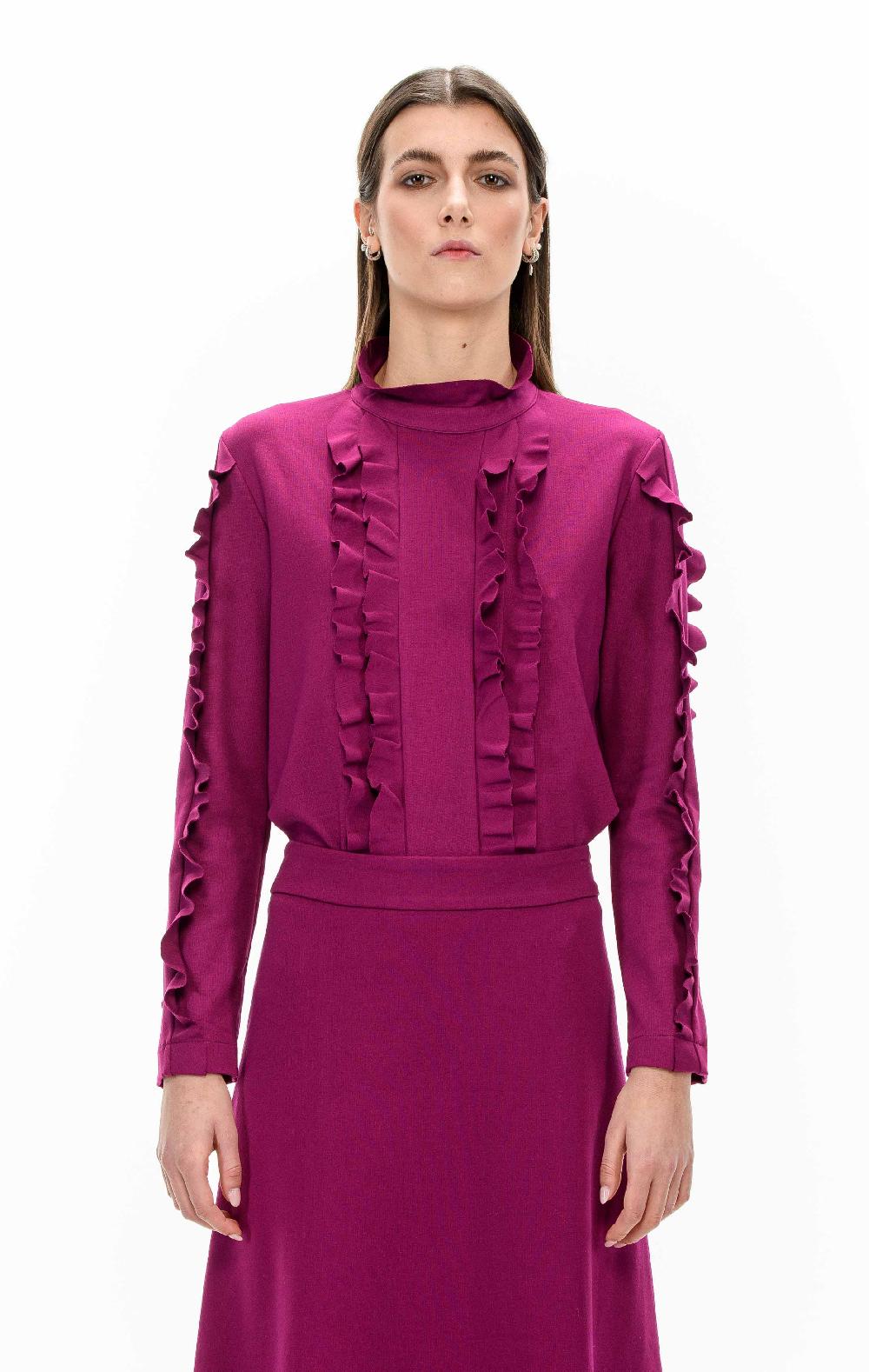 ROSÈ A POIS AMANDA Blusa con micro rouches