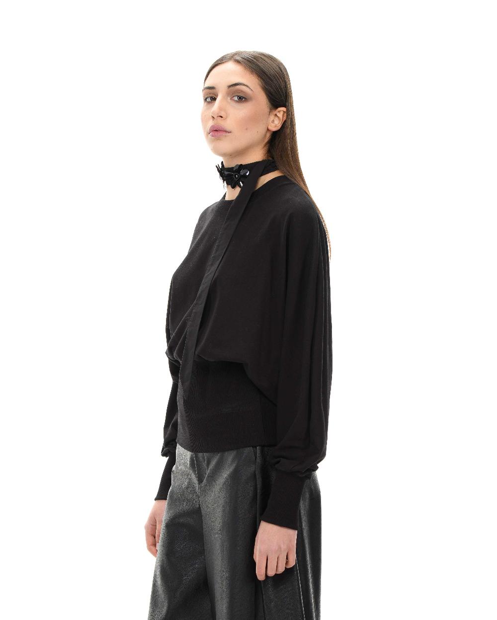 ROSÈ A POIS ARGENTEA Blusa Nera