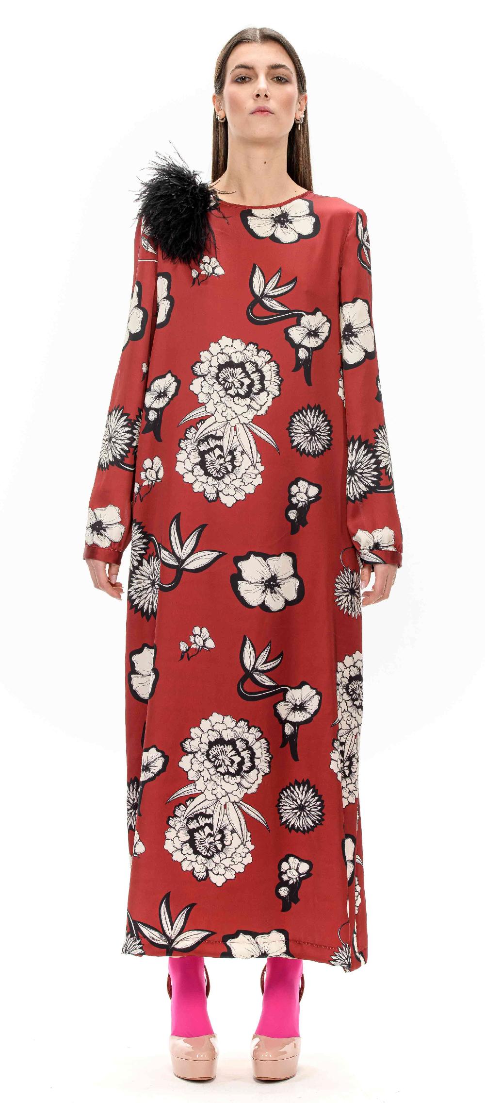 ROSÈ A POIS BIA Spilla piume nere