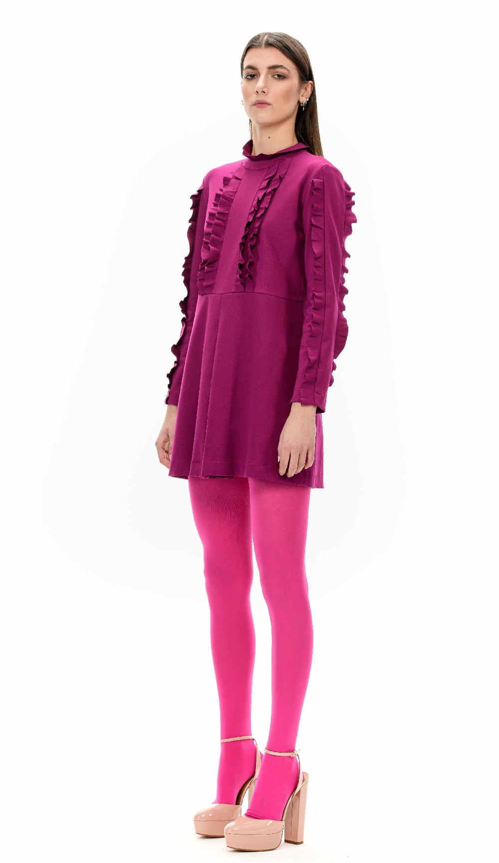 ROSÈ A POIS BIBI Abito Con Micro Rouches