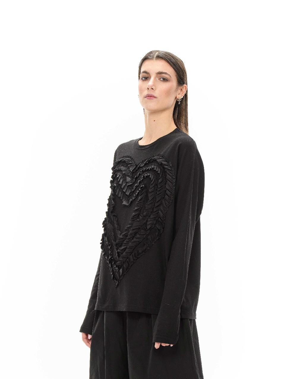 ROSÈ A POIS CHLOE Maglia nera con cuore